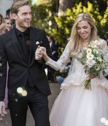 Lotta Kristine Johanna Kjellberg son PewDiePie with his wife on their wedding day.